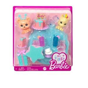 My First Barbie Happy Birthday Party Pets & Accessories‎ By Mattel 3+ NIB